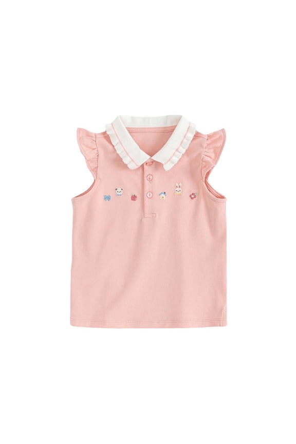 T-Shirts for Girls Flutter Sleeve Back To School Shirt Cute Shirts for Teen Kids Preppy Teen Clothes Light Pink