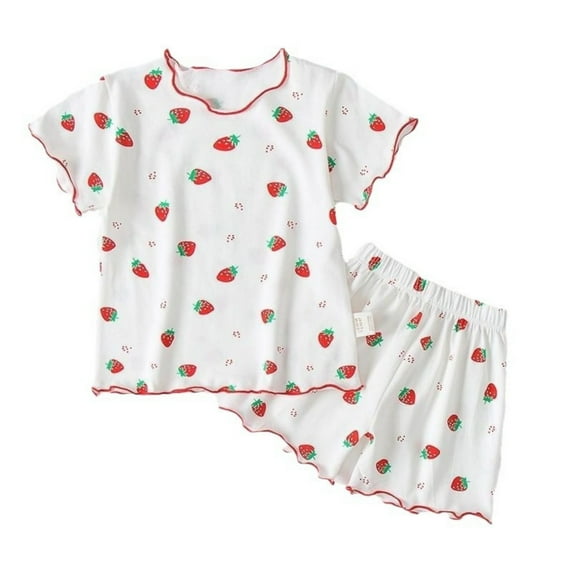 shoper Toddler Baby Girl Clothes Size 2 Crew Neck Printing Lightweight T-Shirt and Shorts Outfit Home Pajamas Set 2pcs Clothing Casual Set Red 120
