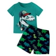 thumbnail image 1 of shoper Toddler Boy Dinosaur Shorts Sets Round Neck Casual T Shirt and Shorts Outfits Summer Clothes Set Mint Green 110, 1 of 3
