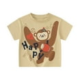 thumbnail image 1 of shoper Toddler Boy Shirts Back to School Shirts Cartoon Print Short Sleeve Fashion Casual Pullover Tops Shirts for Teen Kids Khaki 100, 1 of 5