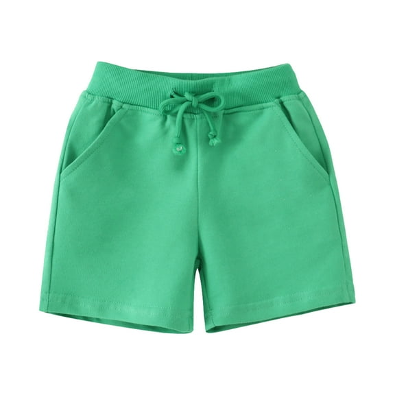shoper Toddler Boy Shorts Boys Cotton Short Soft Baby Casual Sports Shorts with Drawstring Solid Color Green 7T