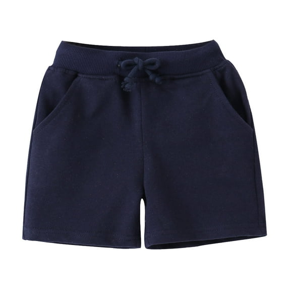 shoper Toddler Boy Shorts Boys Cotton Short Soft Baby Casual Sports Shorts with Drawstring Solid Color Navy 7T