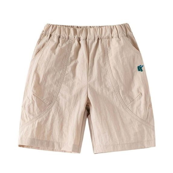 shoper Toddler Boy Shorts Set Waist Drawstring Solid Color Pull on Cotton Shorts Comfy Summer Shorts Spring Summer Shorts Khaki 130