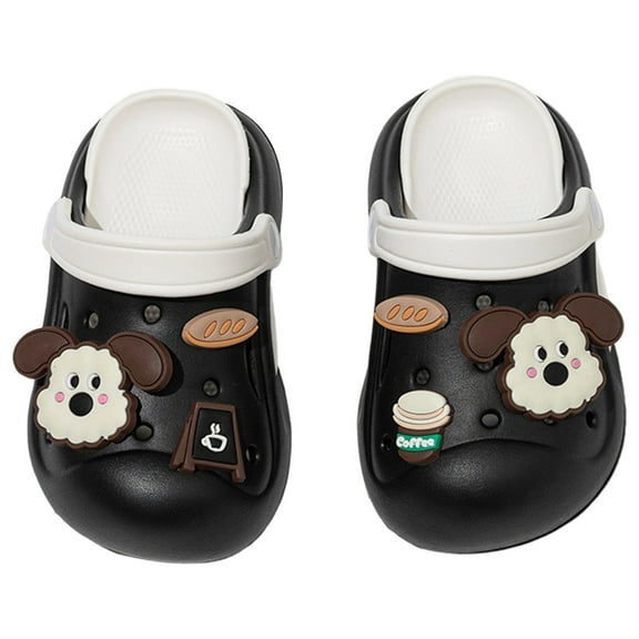 shoper Toddler Clogs Slip on Shoes Cartoon Quick Dry Easy on and Off Garden Clogs Toddler Beach Shoes Black 24