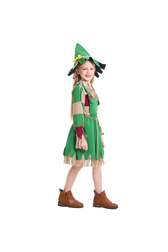 Toddler Dress, Girls Dress for Stage Performance Drama Party Play Green Puppet Outfit