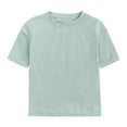 thumbnail image 1 of shoper Toddler Girl Shirts Summer Tops Solid Color Soft Cotton T-Shirts for Boys and Girls Short Sleeve Crew Neck Preppy Clothes Girls' Tops, Tees & Blouses Green 90, 1 of 6