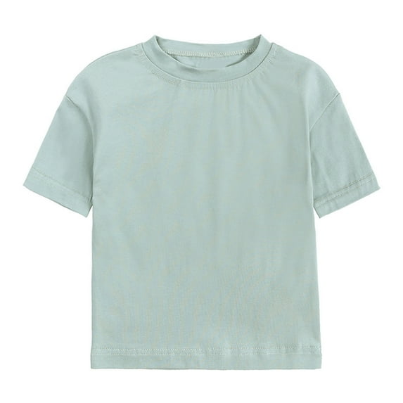 shoper Toddler Girl Shirts Summer Tops Solid Color Soft Cotton T-Shirts for Boys and Girls Short Sleeve Crew Neck Preppy Clothes Girls' Tops, Tees & Blouses Green 90