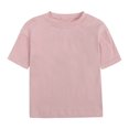 thumbnail image 1 of shoper Toddler Girl Shirts Summer Tops Solid Color Soft Cotton T-Shirts for Boys and Girls Short Sleeve Crew Neck Preppy Clothes Girls' Tops, Tees & Blouses Pink 100, 1 of 5
