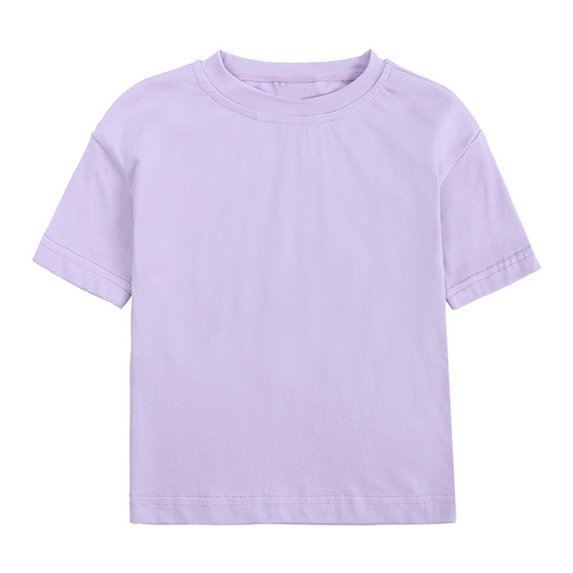 shoper Toddler Girl Shirts Summer Tops Solid Color Soft Cotton T-Shirts for Boys and Girls Short Sleeve Crew Neck Preppy Clothes Girls' Tops, Tees & Blouses Purple 80