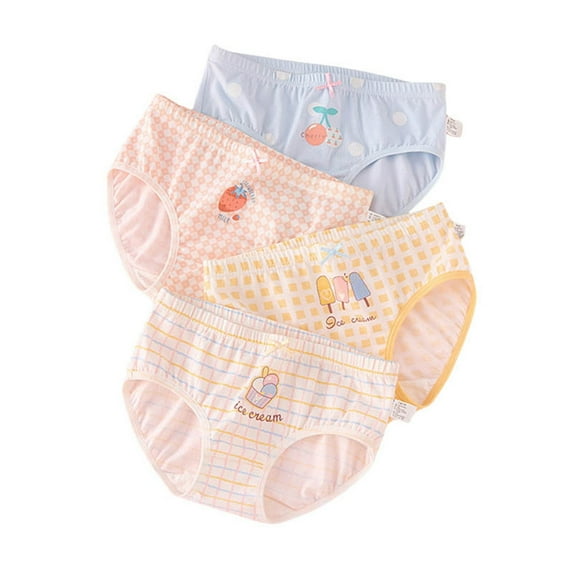 shoper Toddler Girls'Cute Underwear 4pc - Cartoon Printed Comfortable Fit for Kids Black XXXXL