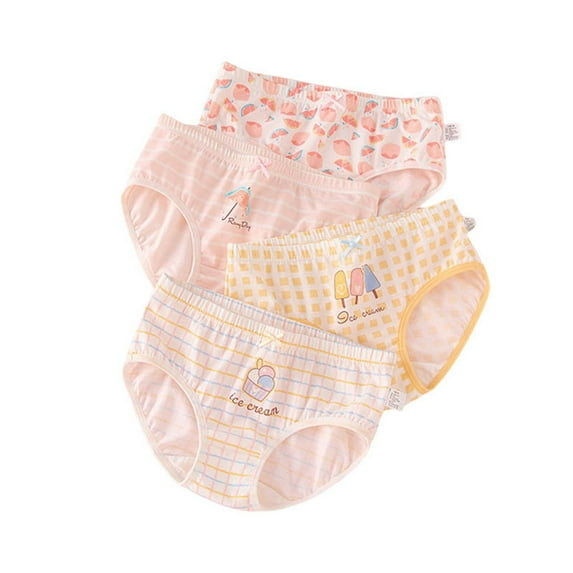 shoper Toddler Girls'Cute Underwear 4pc - Cartoon Printed Comfortable Fit for Kids White M