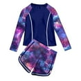 thumbnail image 1 of shoper Toddler Girls Long Sleeve Swimsuit Rash Guard Set Summer Beach Breathable Tankini with UPF 50+ Sun Protection Purple 120, 1 of 4