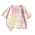 thumbnail image 1 of shoper Toddler Girls Shirts Short Sleeve Tie-Dye Cowl Neck Shirt Oversized Back To School Season Flower Girl Shirt Toddler Yellow 130, 1 of 4