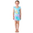 thumbnail image 1 of shoper Toddler Girls Swimsuit 6t Girls Swimsuit Long Sleeve Rash Guard UPF 50+ Sun Cute Design Swimwear for Toddler Big Kid Sky Blue 9-10 Years, 1 of 6