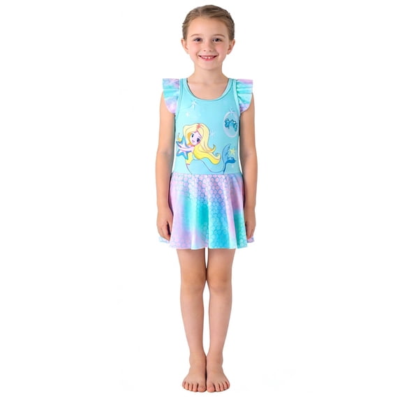 shoper Toddler Girls Swimsuit 6t Girls Swimsuit Long Sleeve Rash Guard UPF 50+ Sun Cute Design Swimwear for Toddler Big Kid Sky Blue 9-10 Years
