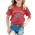 thumbnail image 1 of shoper Toddler Graphic Tees Girls Crew Neck Gulf of Mexico Print Short Sleeve Trendy Back To School Shirt School Clothes for Girls Red 160, 1 of 4