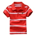 thumbnail image 1 of shoper Toddler Polo Shirt Striped Collared Short Sleeve T-Shirt Casual Daily Preppy Shirt Toddler Boy Clothes Red, 1 of 4