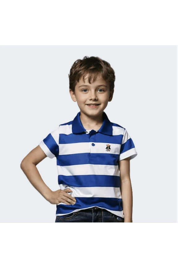 Toddler Polo Shirts Boys 4t Collared Lightweight Short Sleeve Striped Button Closure Toddler Boy Clothes Blue 16