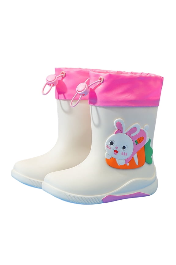 Toddler Rain Boots Kids Rain Boots for Boys Girls Toddler Non Slip Rubber Boots with Cute Cartoon Dinosaur Easy On Off Mid Calf Rainboots