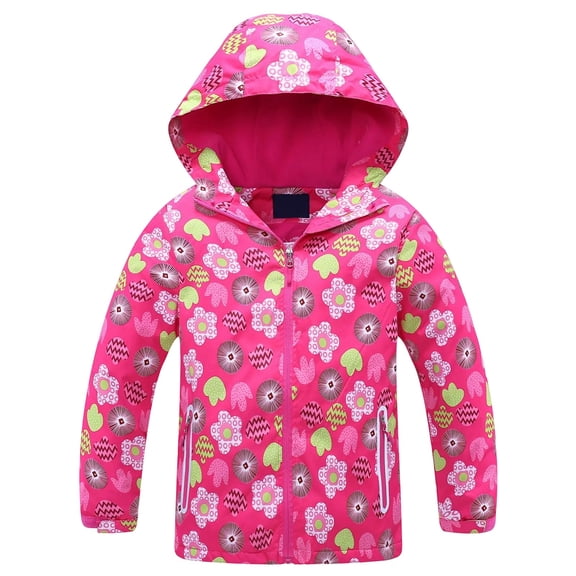 shoper Toddler Rain Jacket, Girls Yellow Raincoat Lightweight Waterproof Full Zip up Coat Windbreaker Hooded Jacket Raincoat for Girls