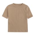 thumbnail image 1 of shoper Toddler Shirt Girl Crew Neck Solid Color Short Sleeve Cotton T-Shirts Fashion Casual Preppy Clothes Little Girls Clothes Coffee 100, 1 of 5