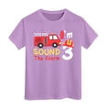thumbnail image 1 of shoper Toddler Shirts Boys Crew Neck Fire Engine Print Short Sleeve T-Shirts Fashion Pullover Tops Baby Boy Summer Clothes Light Purple 110, 1 of 4