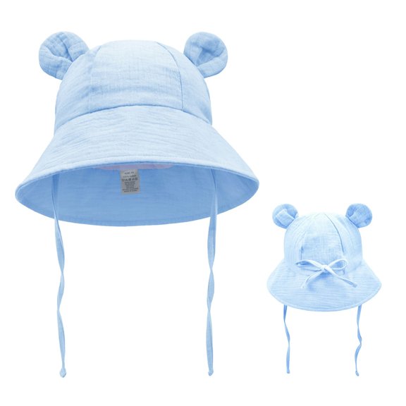 shoper Sun Hat for Baby Boy 0-8 Years Wide Brim Print Adjustable Fashion Caps Summer Hat for Boys Girls Age 0-6 Years Blue S