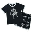thumbnail image 1 of shoper Toddler Summer Clothes Boys 2t Dinosaur Print Glow-in-the-Dark Round Neck Short Sleeve Shorts Casual Sleepwear Loose School Wear Kids Short Sets Clothes BK2 5Y, 1 of 4