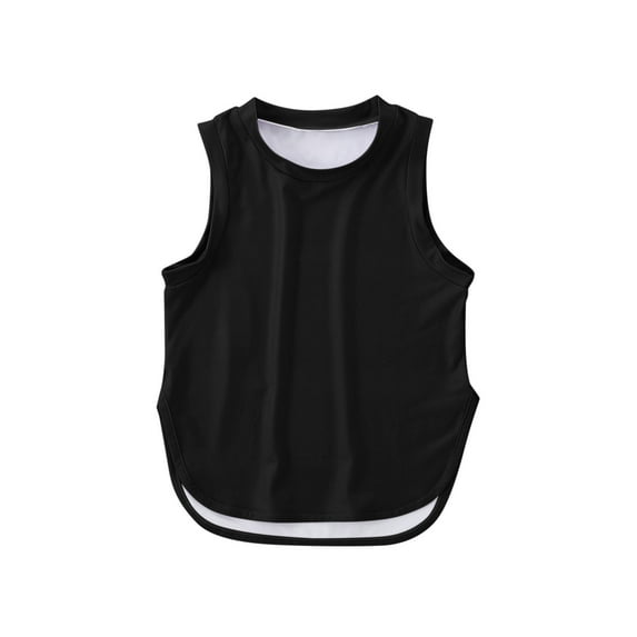 shoper Toddler Tank Tops Girls 3t Solid Color Crew Neck Shirt Sleeveless Oversized Back To School Shirt Everyday Wear for Kids Black 160