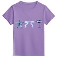 thumbnail image 1 of shoper Toddler Tshirts Girls 3t Cowl Neck Shirt Printed Pattern Cute Short Sleeve Back To School Season T-Shirts Toddler To Big Kid Purple 110, 1 of 3