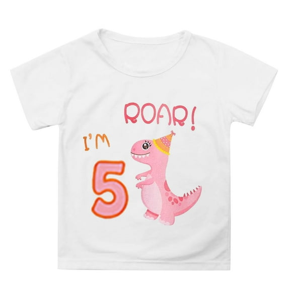 shoper Toddler Tshirts Girls 5t Birthday Crewneck Shirt Short Sleeve Cute Tee Shirt Toddler Clothes for Girls White 140