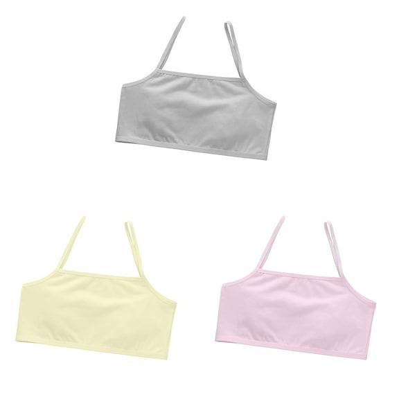 shoper Training Bras for Girls 8-14 Years Old Tween Teen Girls First Bras Solid Color Soft Cotton Girls Sports Bras with Spaghetti Strap Multipack
