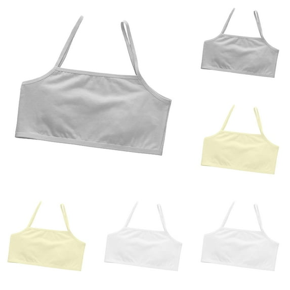 shoper Training Bras for Girls 8-14 Years Old Tween Teen Girls First Bras Solid Color Soft Cotton Girls Sports Bras with Spaghetti Strap Multipack