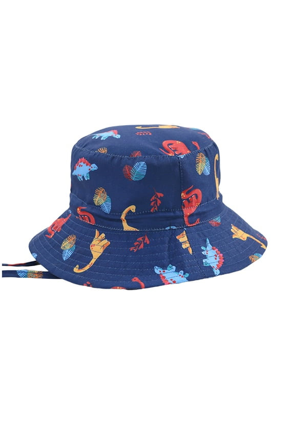 UPF 50+ Protective Dinosaur Cartoon Bucket Hat for Toddlers and Kids Wide Brim Outdoor Play Sun Hat for Beach Summer