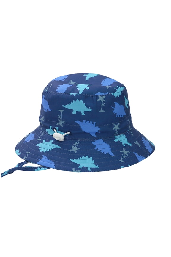 UPF 50+ Protective Dinosaur Cartoon Bucket Hat for Toddlers and Kids Wide Brim Outdoor Play Sun Hat for Beach Summer