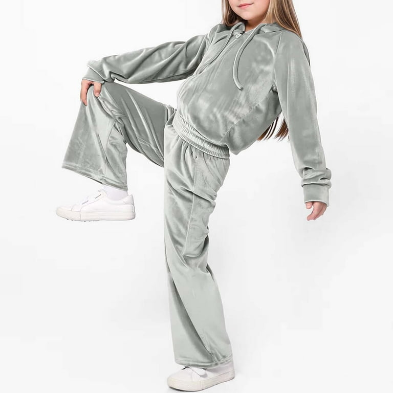 shoper Velour Tracksuit for Girls, Casual Velvet Lounge Sets