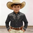 thumbnail image 1 of shoper Western Cowboy Shirts for Boys Retro Print Western Country Shirt Kids Short&Long Sleeve Cowboy Collared Button Down Tops, 1 of 5