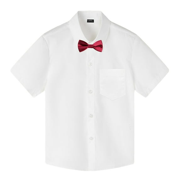 shoper White Shirts for Boys Collared Short Sleeve Comfy Formal Tees School Clothes for Boys Gentlemen's Wear Summer Boys Tops C 130