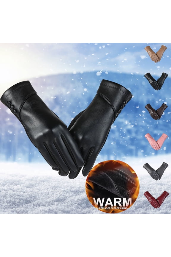 Winter Leather Gloves for Women, Wool Lined Warm Gloves, Touchscreen Texting Thick Thermal Snow Driving Gloves 2026 Fasion