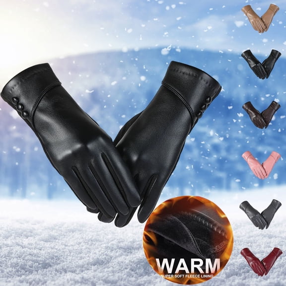 shoper Winter Leather Gloves for Women, Wool Lined Warm Gloves, Touchscreen Texting Thick Thermal Snow Driving Gloves 2026 Fasion