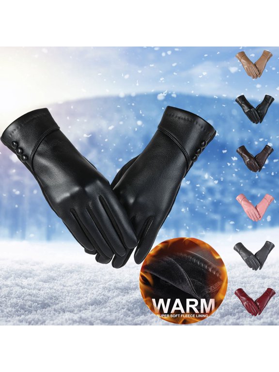 Winter Leather Gloves for Women, Wool Lined Warm Gloves, Touchscreen Texting Thick Thermal Snow Driving Gloves 2026 Fasion