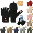 thumbnail image 1 of shoper Winter Thermal Fingerless Gloves Mittens, Knitted Convertible Mittens Flap, Warm Gloves wioth Flap Cover for Women and Men, 1 of 9