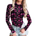 thumbnail image 1 of shoper Women Mesh Sheer Tops, Long Sleeve Bodysuit Neck Valentine's Heart Print Leotards Party Clubwear Shirt S-XXL, 1 of 5