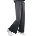 thumbnail image 1 of shoper Women Wool Herringbone Pattern Knit Loose Pants Baggy Sweatpants Wide Leg Yoga Pants Winter Fashion High Waist Trousers with Pocket, 1 of 6