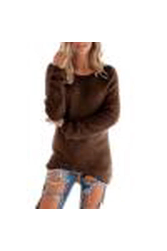 Women's Long Sleeve Fluffy Fuzzy Sweaters Casual Crewneck Pullover Long Sleeve Soft Fuzzy Sweater Winter Clothes 2025 Loose Knit Pullovers Mohair Jumper