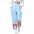 thumbnail image 1 of shoper Womens Bow Sweatpants Elastic High Waist Wide Leg Bow Pants Baggy Straight Leg Graphic Lounge Pants Black Sweatpants Embroidered Red Bow Sweat Pants Casual Athletic Joggers with Pockets, 1 of 7