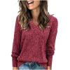 thumbnail image 1 of shoper Womens Tops Long Sleeve V Neck Pullover Fall Sweater Loose Fit Tunic Shirts Fashion Outfits 2025 Chocolate Brown Fall Clothes, 1 of 6
