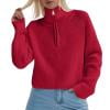 thumbnail image 1 of shoper Womens Turtleneck Sweater Fall Long Sleeve 1/4 Zip up Pullover Sweaters Oversized Slouchy Ribbed Knit Sweatshirt Outwear, 1 of 6