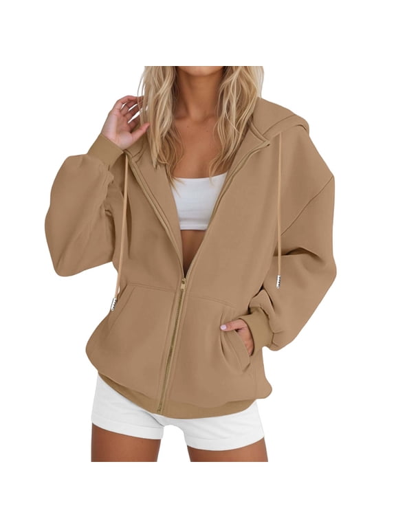 Womens Zip Up Hoodies Oversize Sweatshirt Y2K Lightweight Jacket | Zip Up Hoodie Women Long Sleeve Zipper Sweatshirt With Hooded Fall Jacket Lightweight Coat Winter Clothing
