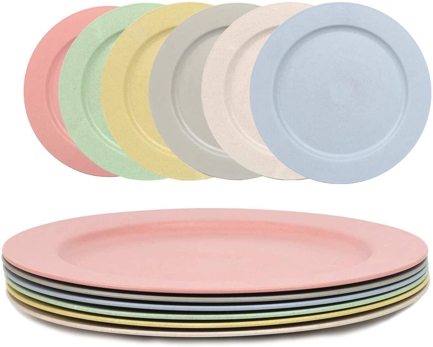shopwithgreen 10 Inch Wheat Straw Dinner Plates, Unbreakable Sturdy
